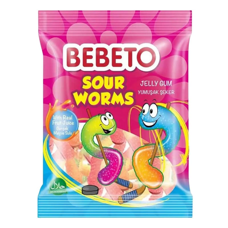 Bebeto Jelly Sour Worms 80g