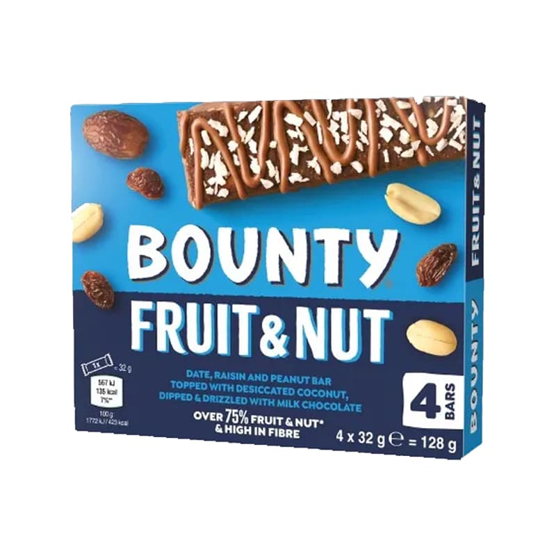 Bounty Triple Treat Fruit,Nut & Chocolate 4x32g